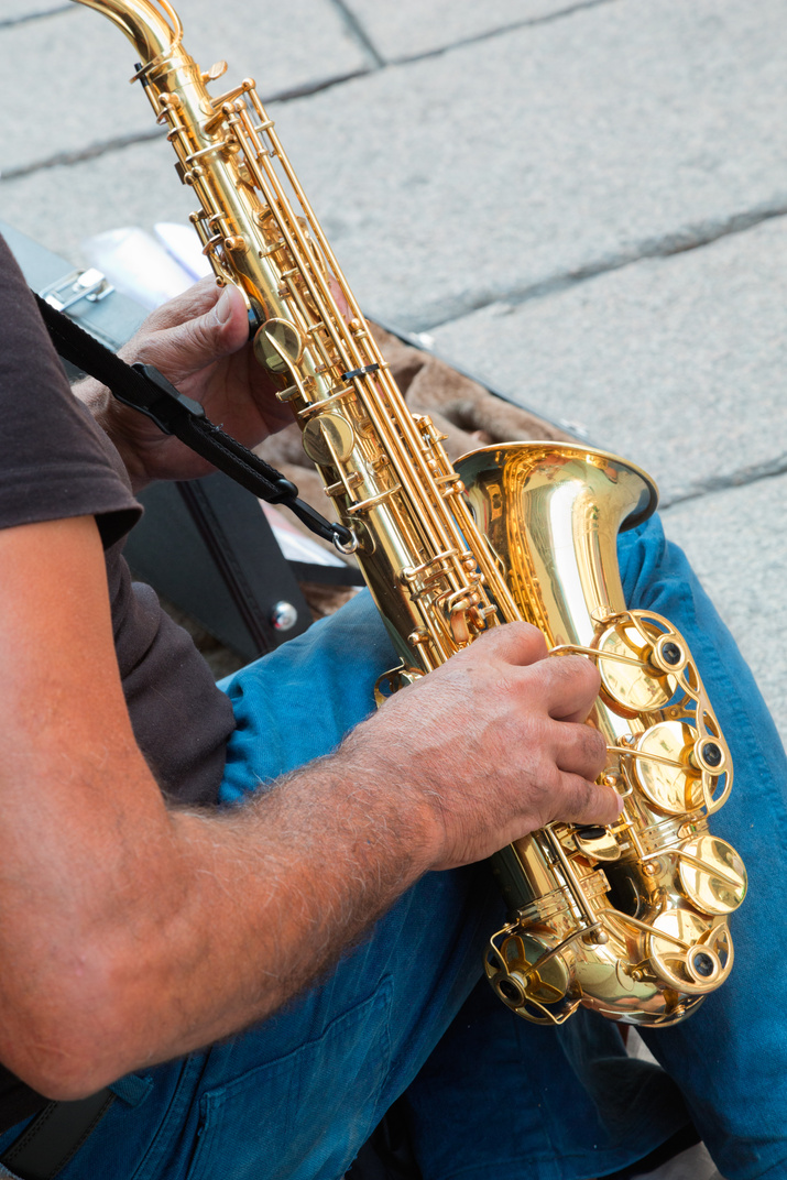 Street artist playing saxophone